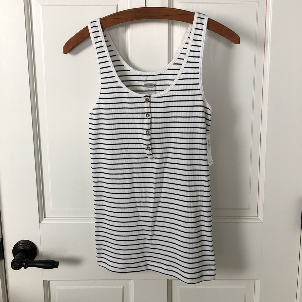 Striped Ribbed Henley Tank